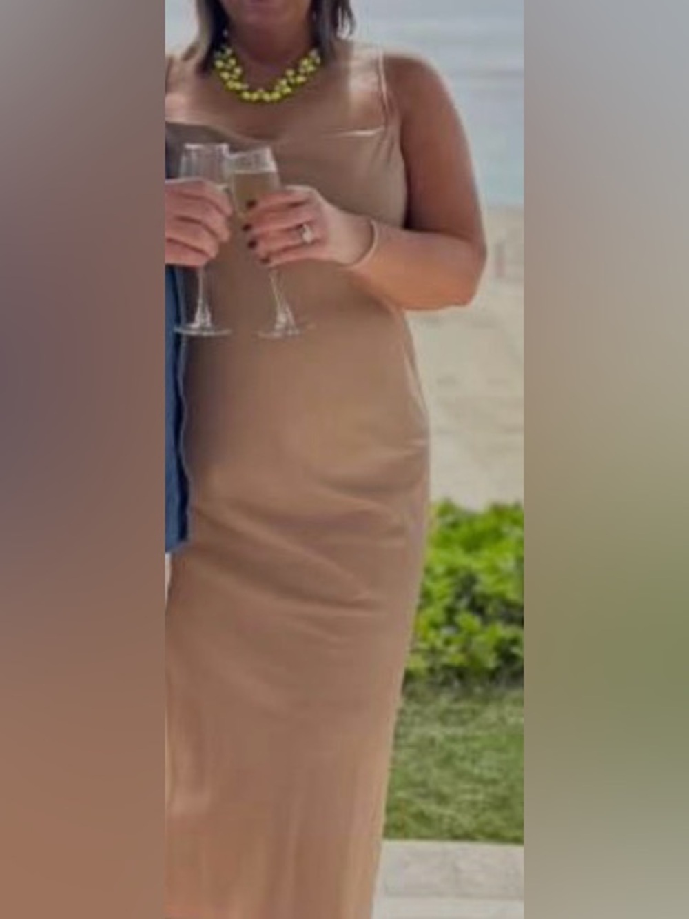 Banana Republic Beige Slip Midi Dress